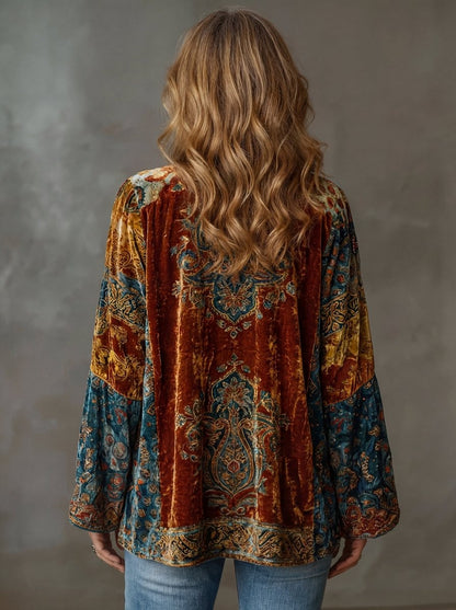 Estilosa Chaqueta Kimono para Mujer Estilo-Boho Ligera Estampado-Vintage