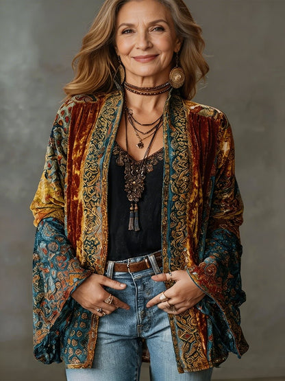 Estilosa Chaqueta Kimono para Mujer Estilo-Boho Ligera Estampado-Vintage