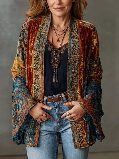 Estilosa Chaqueta Kimono para Mujer Estilo-Boho Ligera Estampado-Vintage