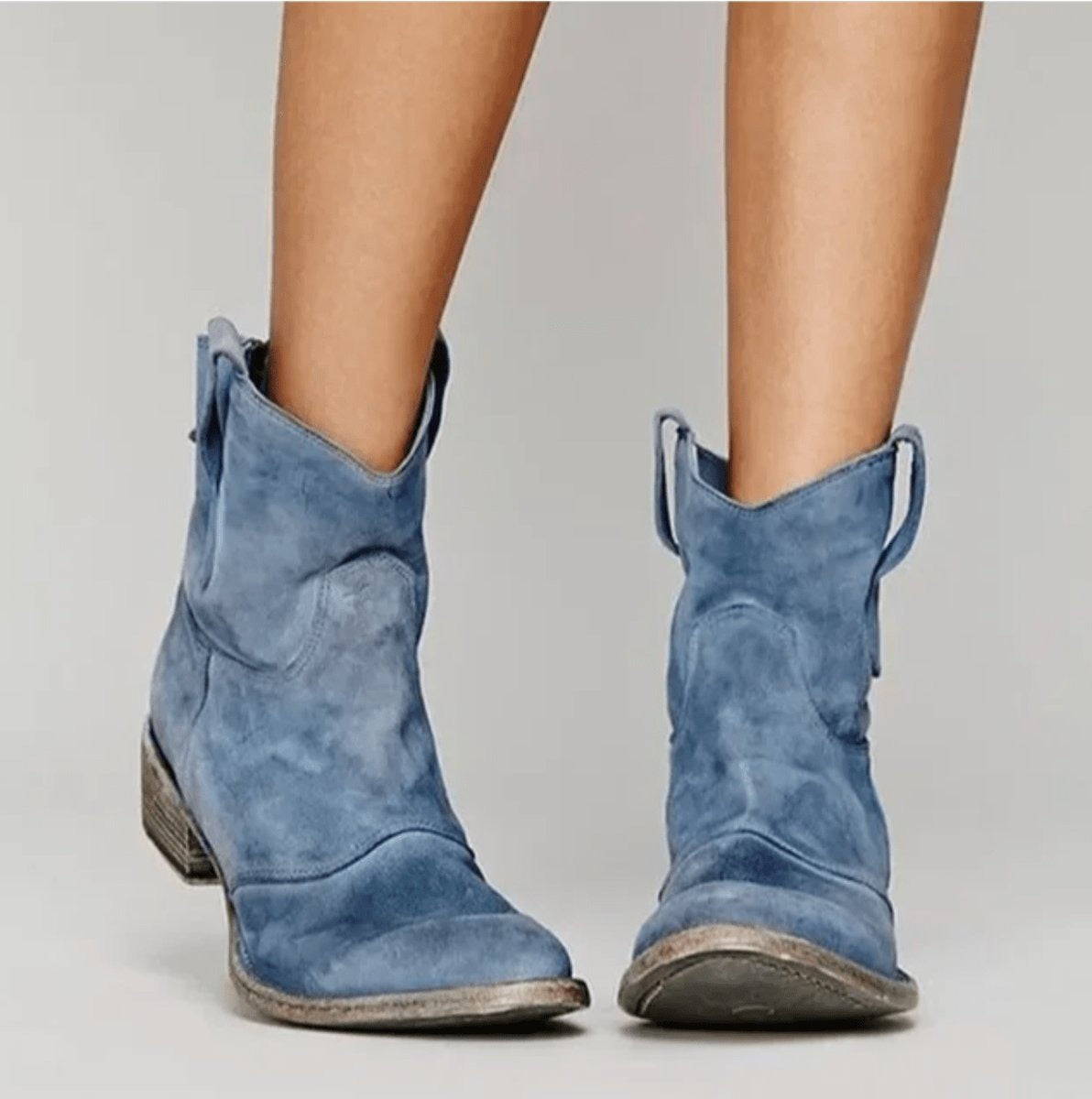 Estilosas Botas Altas para Mujer Estilo-Western Ante-Suave Tacón-Plano
