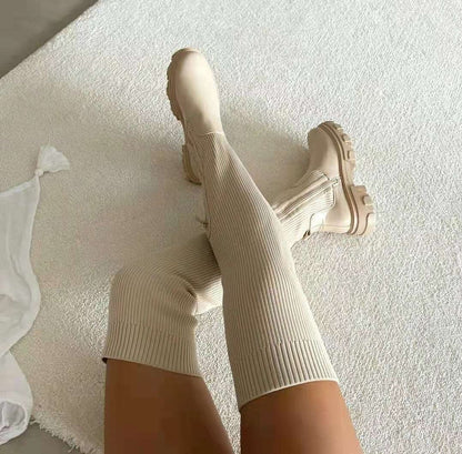 Estilosas Botas Altas para Mujer Por-Encima-de-la-Rodilla Con-Plataforma Elásticas
