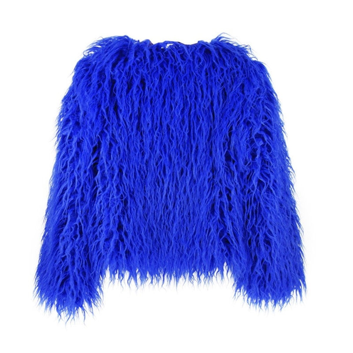 Estiloso Abrigo de Pelo Sintético para Mujer Corto Efecto-Peluche Pelo-Largo