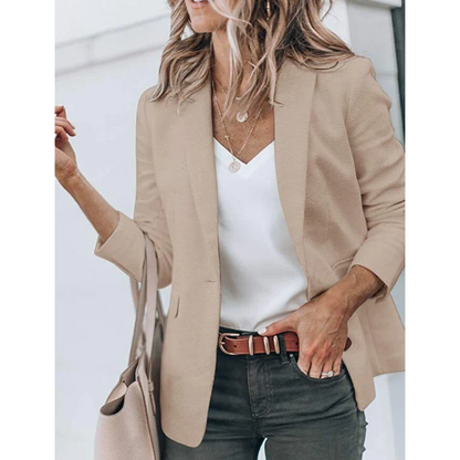 Estiloso Blazer para Mujer Corte-Abierto Manga-Larga Líneas-Limpias