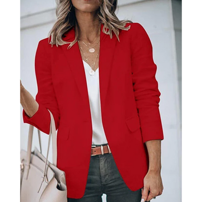 Estiloso Blazer para Mujer Corte-Abierto Manga-Larga Líneas-Limpias