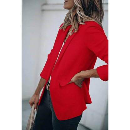 Estiloso Blazer para Mujer Corte-Abierto Manga-Larga Líneas-Limpias