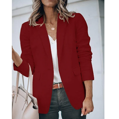 Estiloso Blazer para Mujer Corte-Abierto Manga-Larga Líneas-Limpias