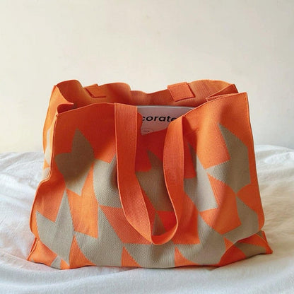 Estiloso Bolso Tote para Mujer de Lona Estampado-Gráfico Diseño-Geométrico