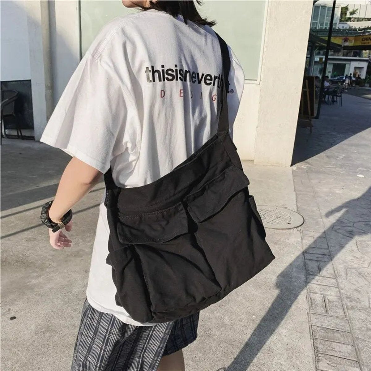 Estiloso Bolso Tote para Mujer de Lona Estilo-Vintage Con-Bolsillos