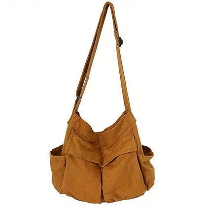 Estiloso Bolso Tote para Mujer de Lona Estilo-Vintage Con-Bolsillos