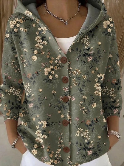 Estiloso Cárdigan con Capucha para Mujer Multicolor Con-Botones Punto-Suave