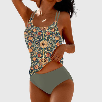 Estiloso Conjunto de Tankini para Mujer Estampado Dos-Piezas Sujeción-Cómoda