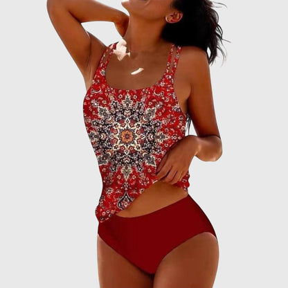 Estiloso Conjunto de Tankini para Mujer Estampado Dos-Piezas Sujeción-Cómoda