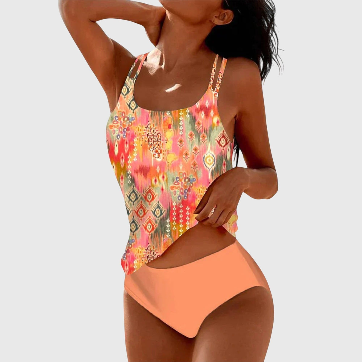 Estiloso Conjunto de Tankini para Mujer Estampado Dos-Piezas Sujeción-Cómoda