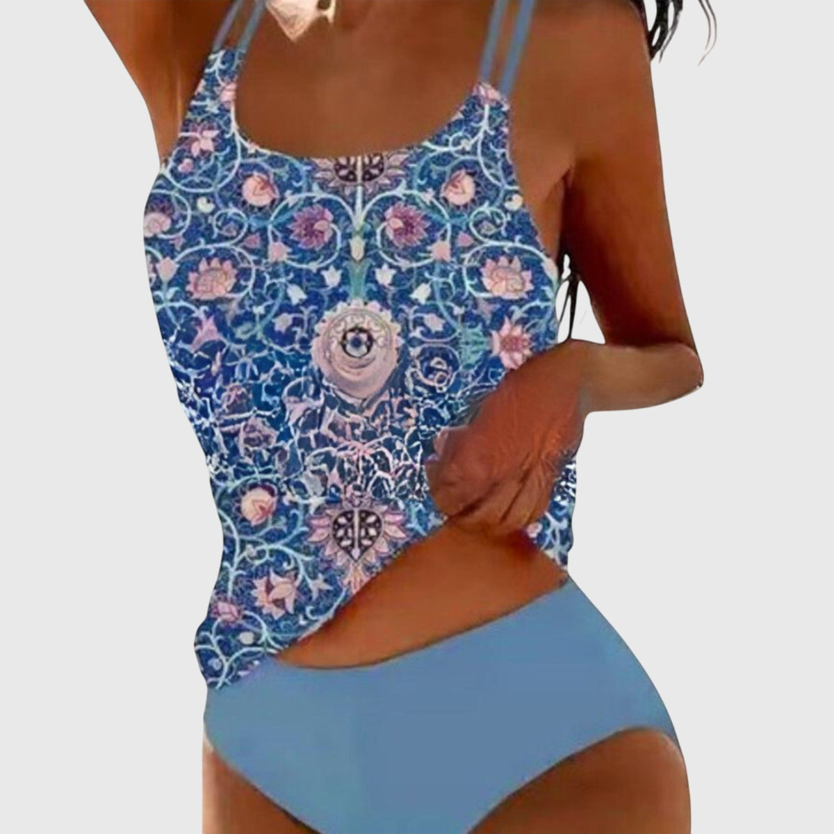 Estiloso Conjunto de Tankini para Mujer Estampado Dos-Piezas Sujeción-Cómoda