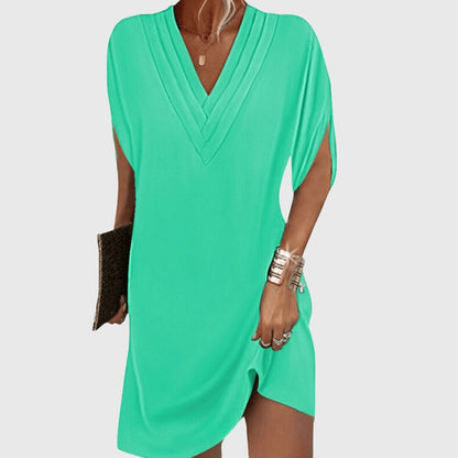 Estiloso Vestido Corto para Mujer Escote-En-V Corte-Holgado Fluido