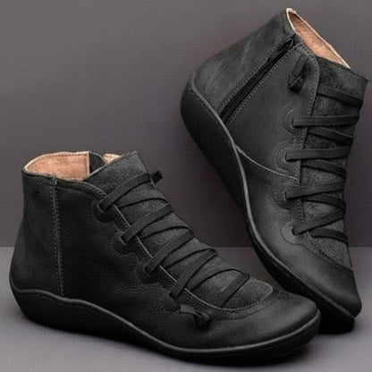 Estilosos Botines para Mujer Con-Cordones Con-Cremallera Piel-Sintética