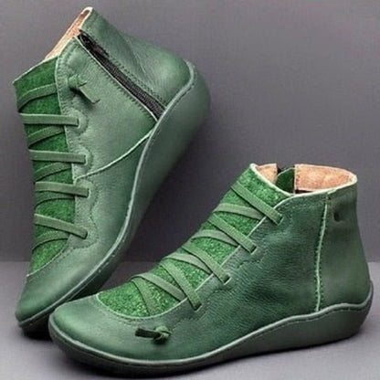 Estilosos Botines para Mujer Con-Cordones Con-Cremallera Piel-Sintética