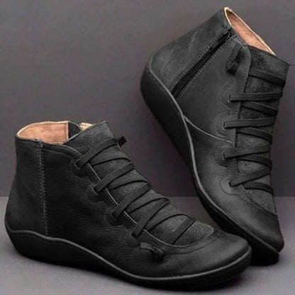Estilosos Botines para Mujer Con-Cordones Con-Cremallera Piel-Sintética