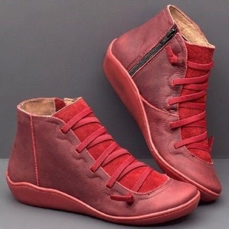 Estilosos Botines para Mujer Con-Cordones Con-Cremallera Piel-Sintética