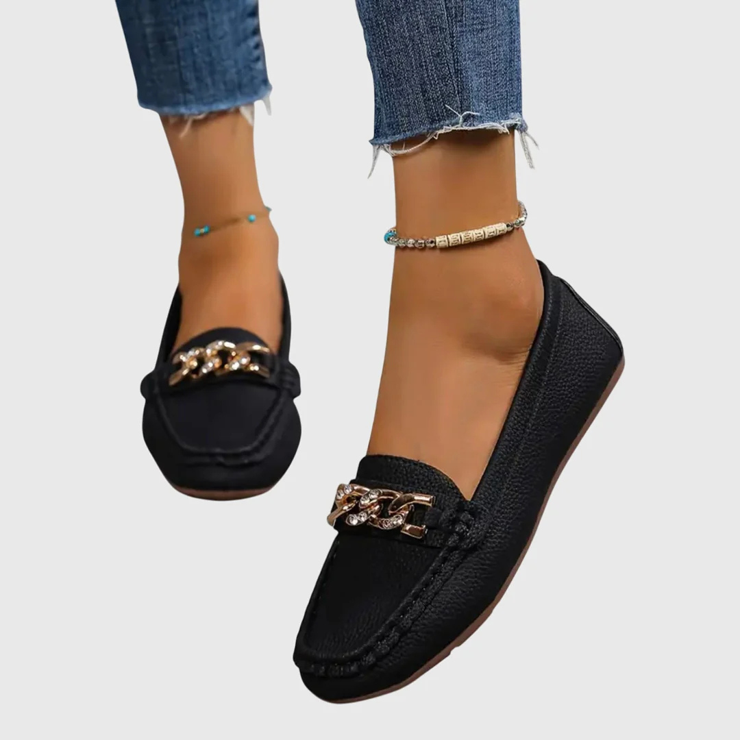 Estilosos Mocasines para Mujer Sin-Cordones Detalle-De-Cadena