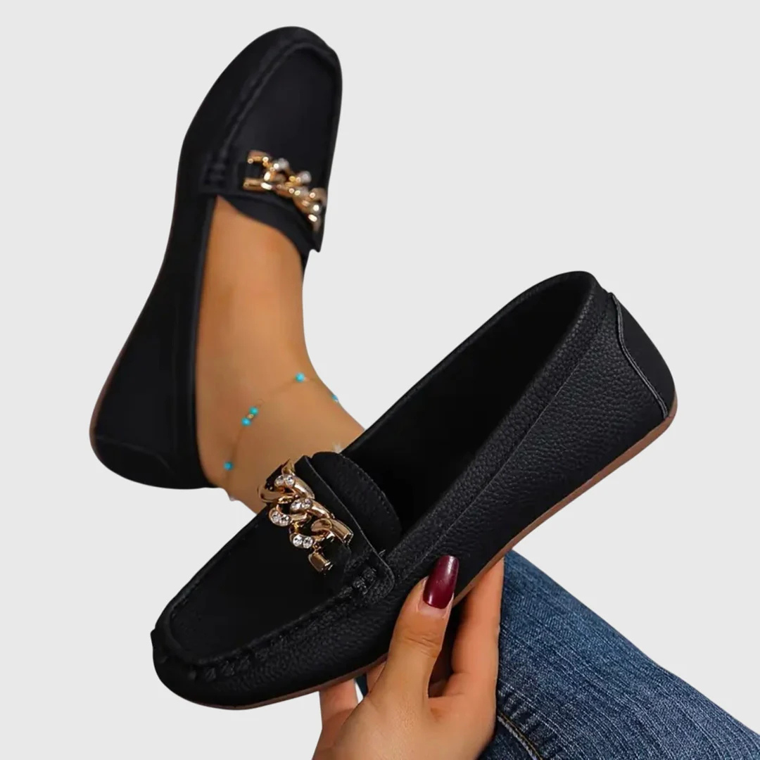 Estilosos Mocasines para Mujer Sin-Cordones Detalle-De-Cadena