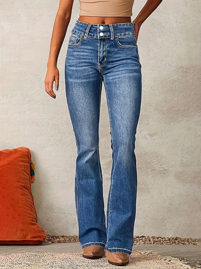 Estilosos Vaqueros para Mujer Tiro-Alto Pierna-Ancha Denim-Suave