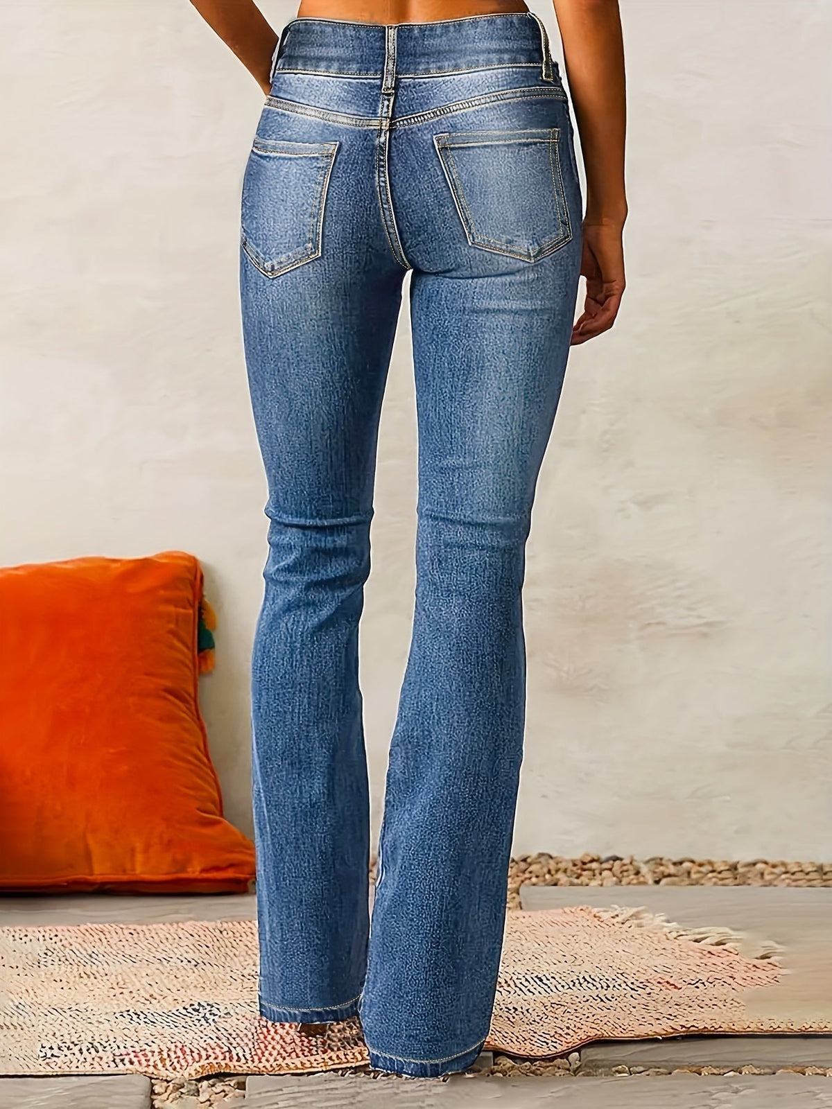 Estilosos Vaqueros para Mujer Tiro-Alto Pierna-Ancha Denim-Suave