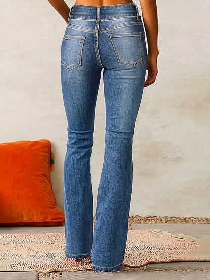 Estilosos Vaqueros para Mujer Tiro-Alto Pierna-Ancha Denim-Suave