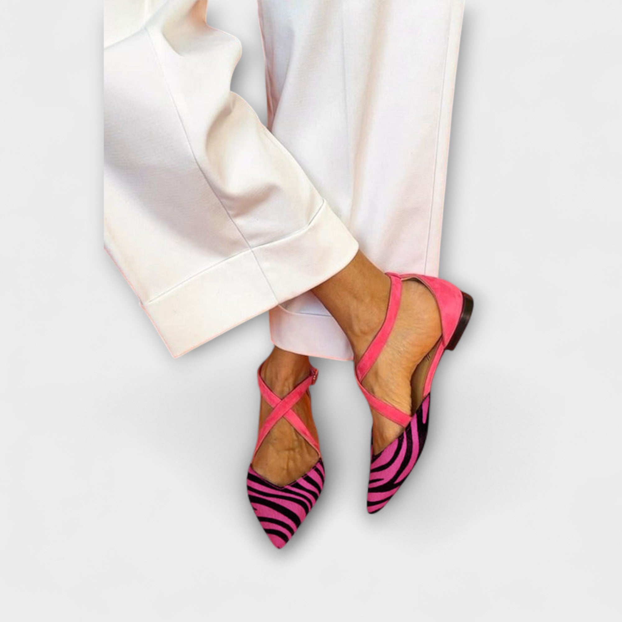 Zarella – zebra ballerinas in pink power