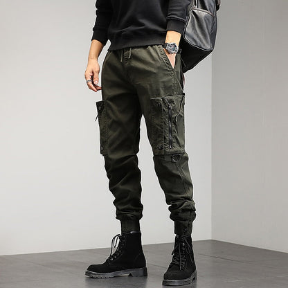 Cómodo Pantalón Jogger Cargo para Hombre Corte-Cónico Multibolsillos Puños-Elásticos