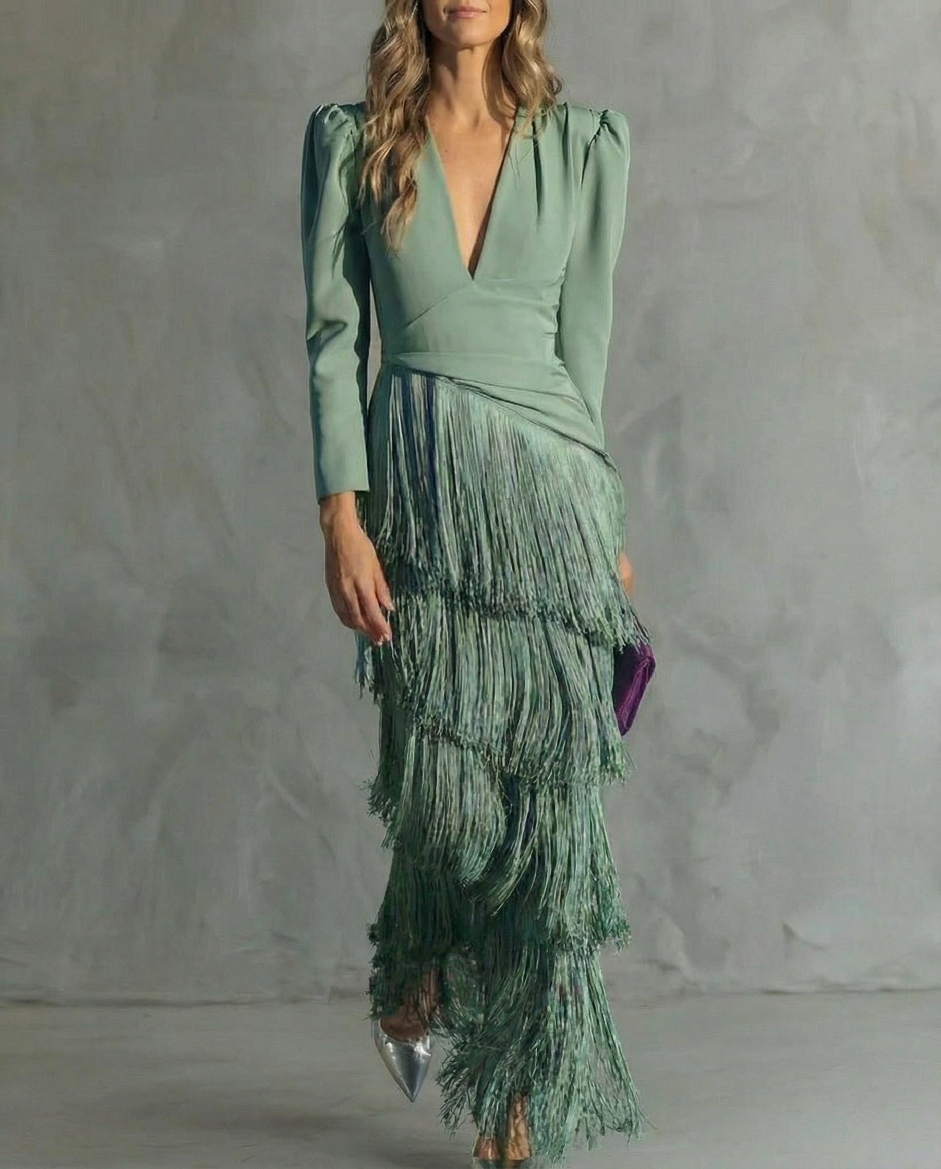 Chiara - Elegant Kjole med Frynseærmer