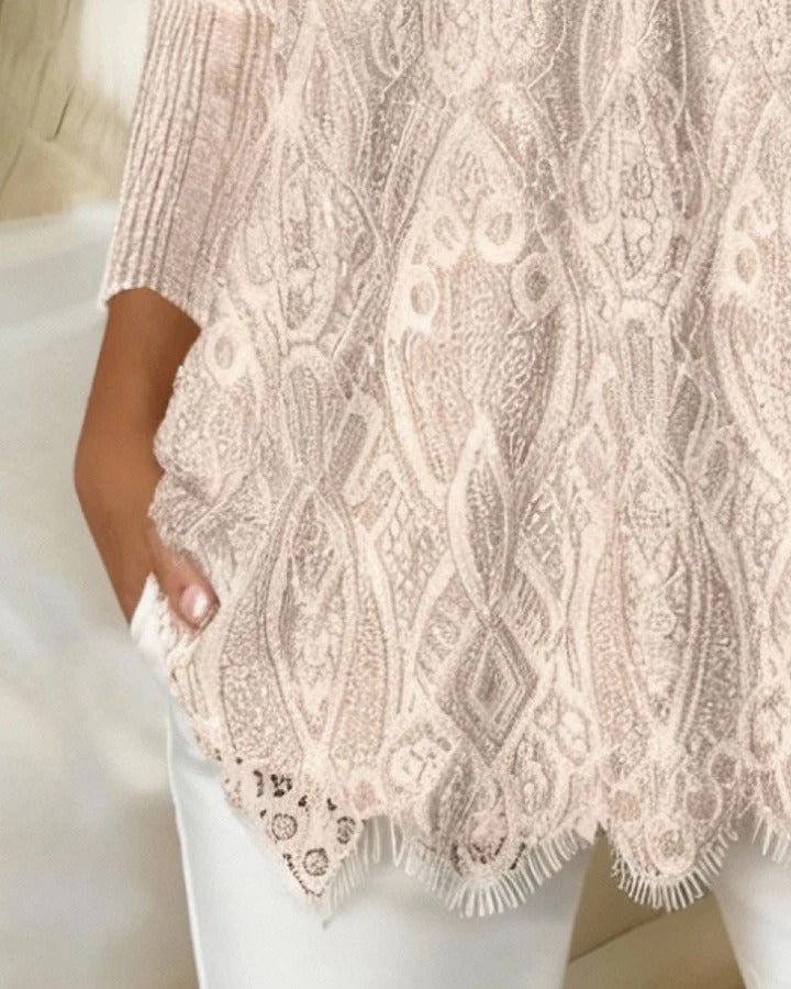 Vera - Elegant Square Neck Lace Top