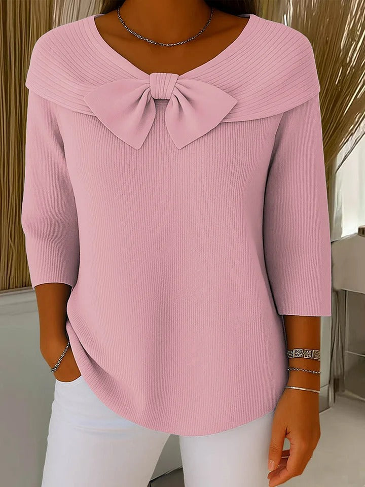 Elodie | Sweater with Pink Bow Detail