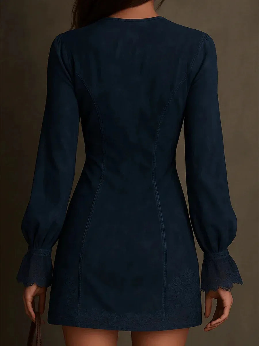 Amoura - Embroidered Suede Mini Dress