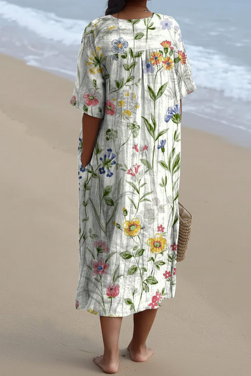 Women's Vintage Floral Casual Flowing Dress