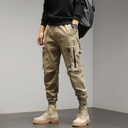 Cómodo Pantalón Jogger Cargo para Hombre Corte-Cónico Multibolsillos Puños-Elásticos