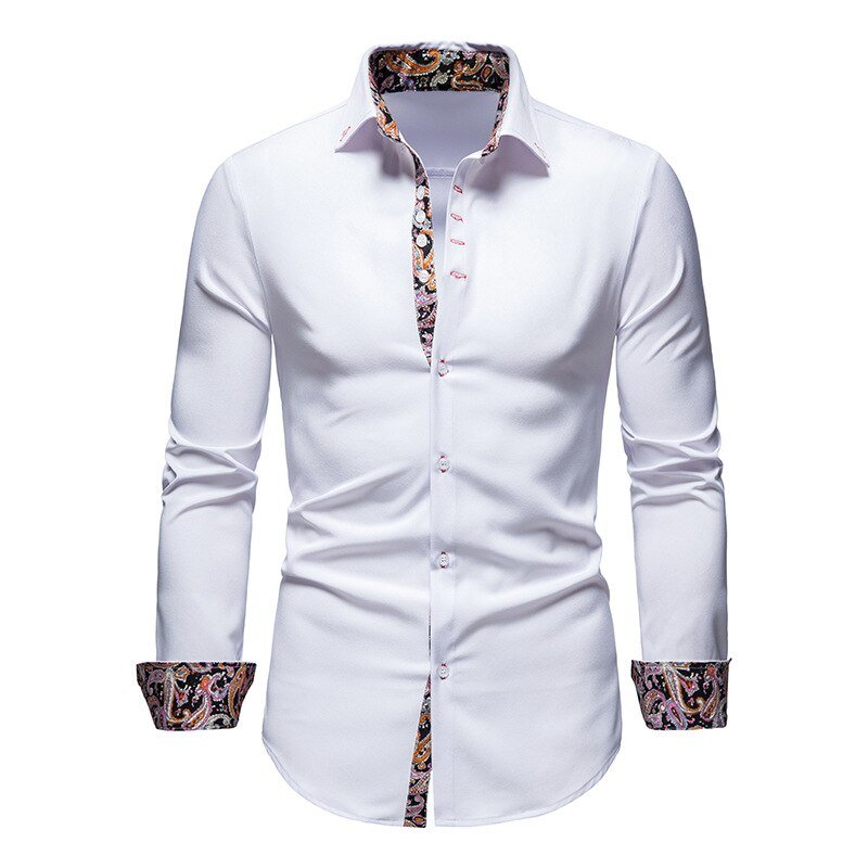 Isaac | Men’s Stylish White Shirt with Floral Cuffs
