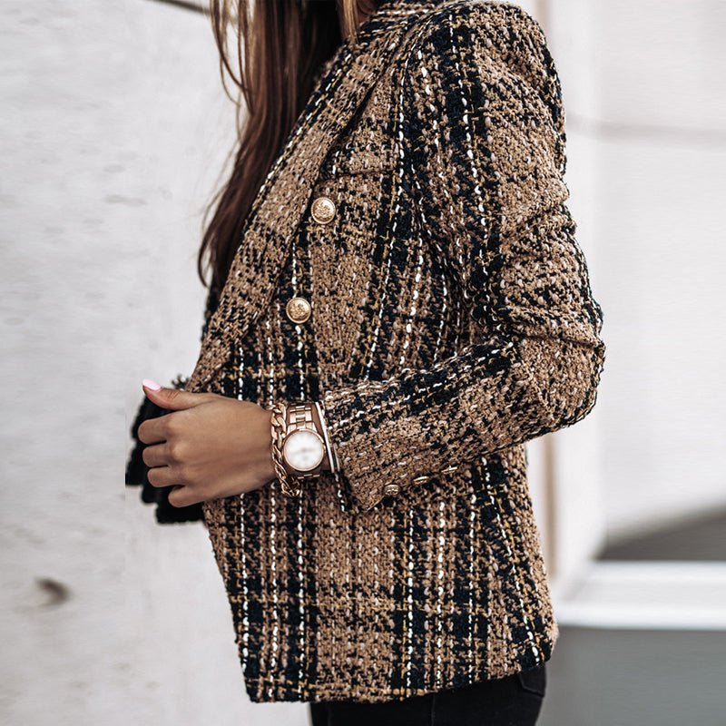 Zane – Classic Printed Check Blazer Coat