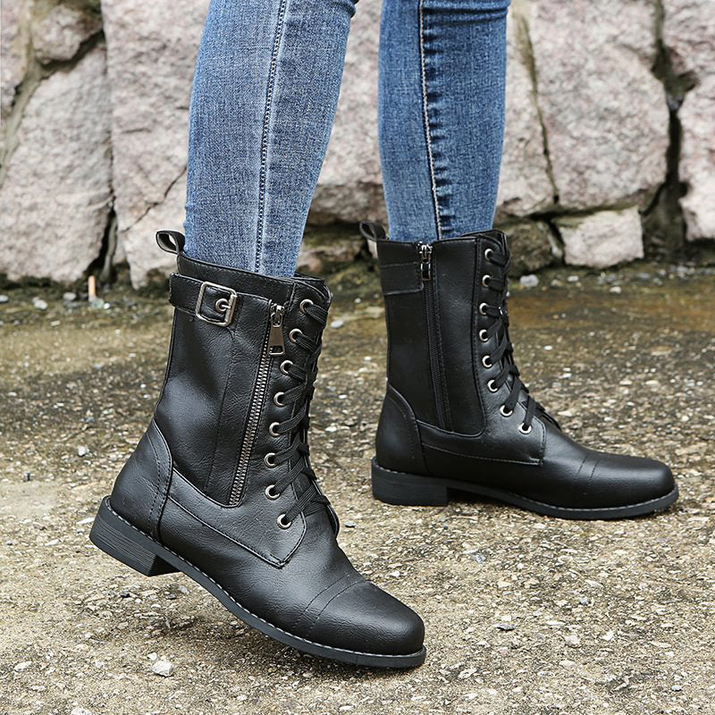 Rebecca | Women's Side-Zip Combat Boots