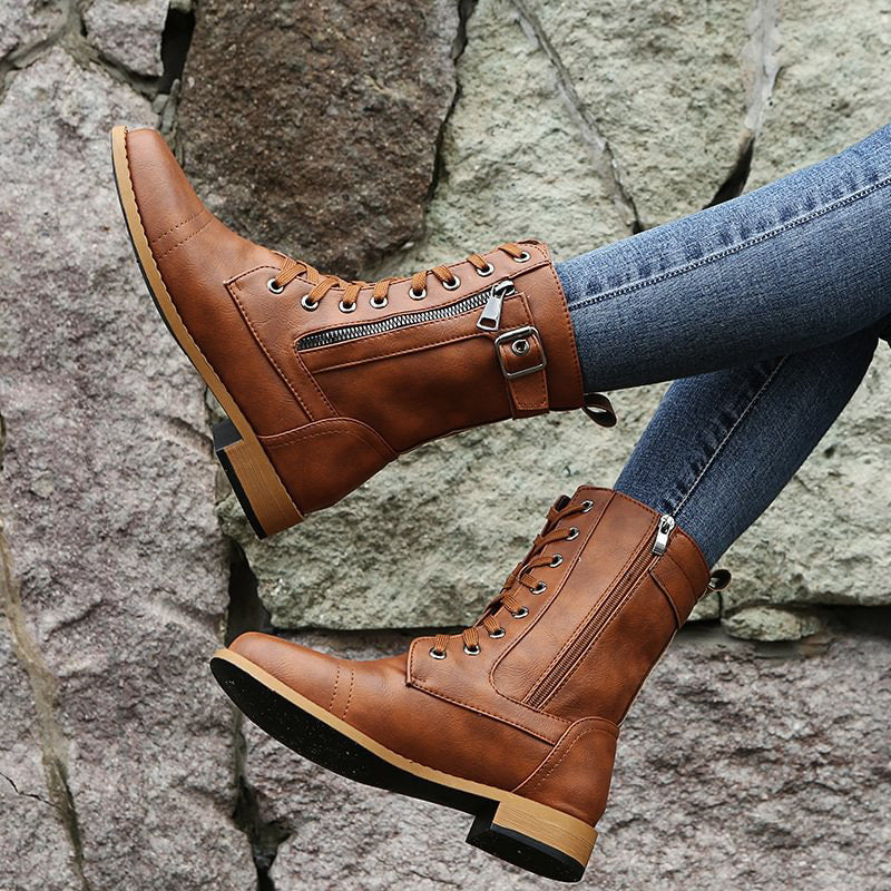 Rebecca | Women's Side-Zip Combat Boots