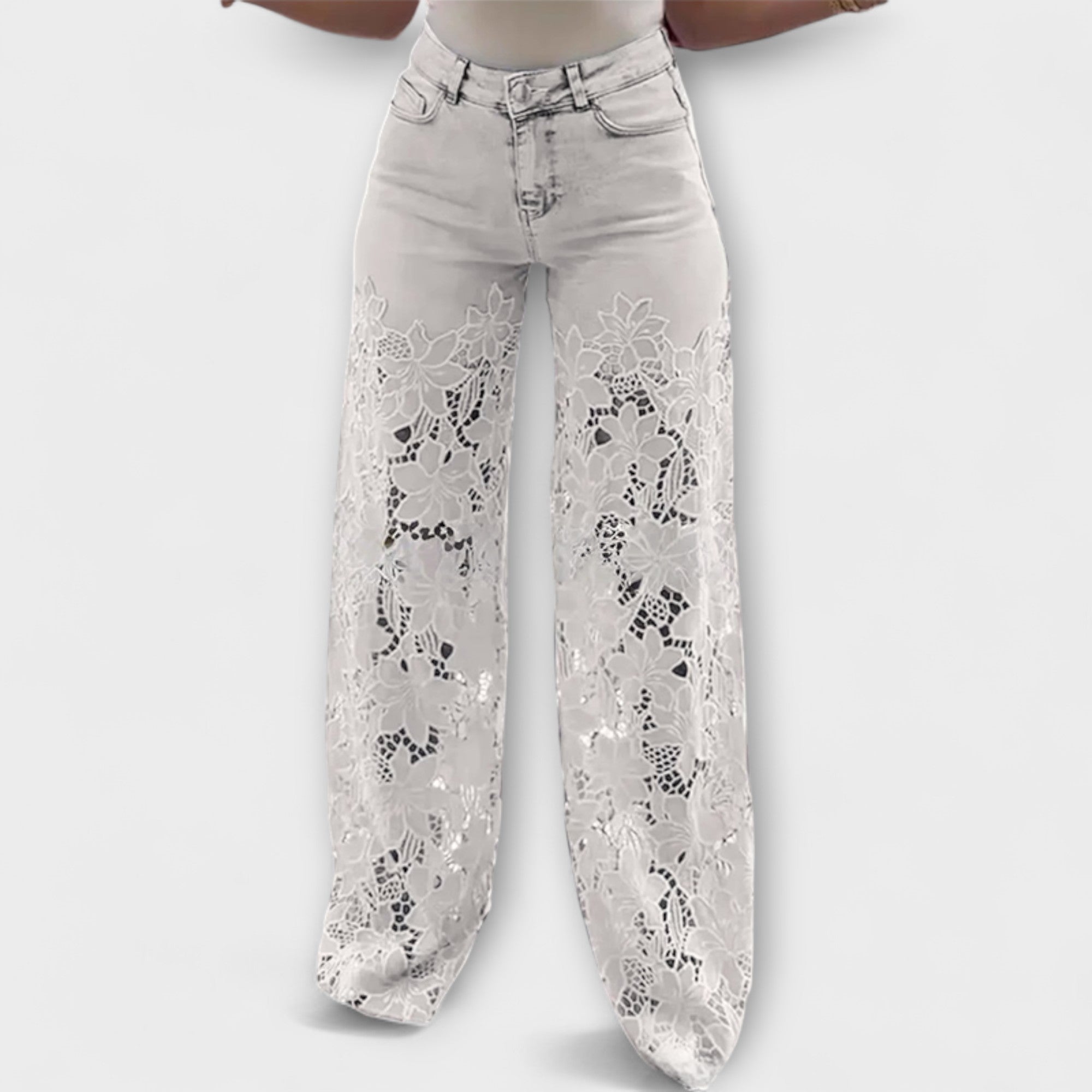 Trendy lace patchwork jeans